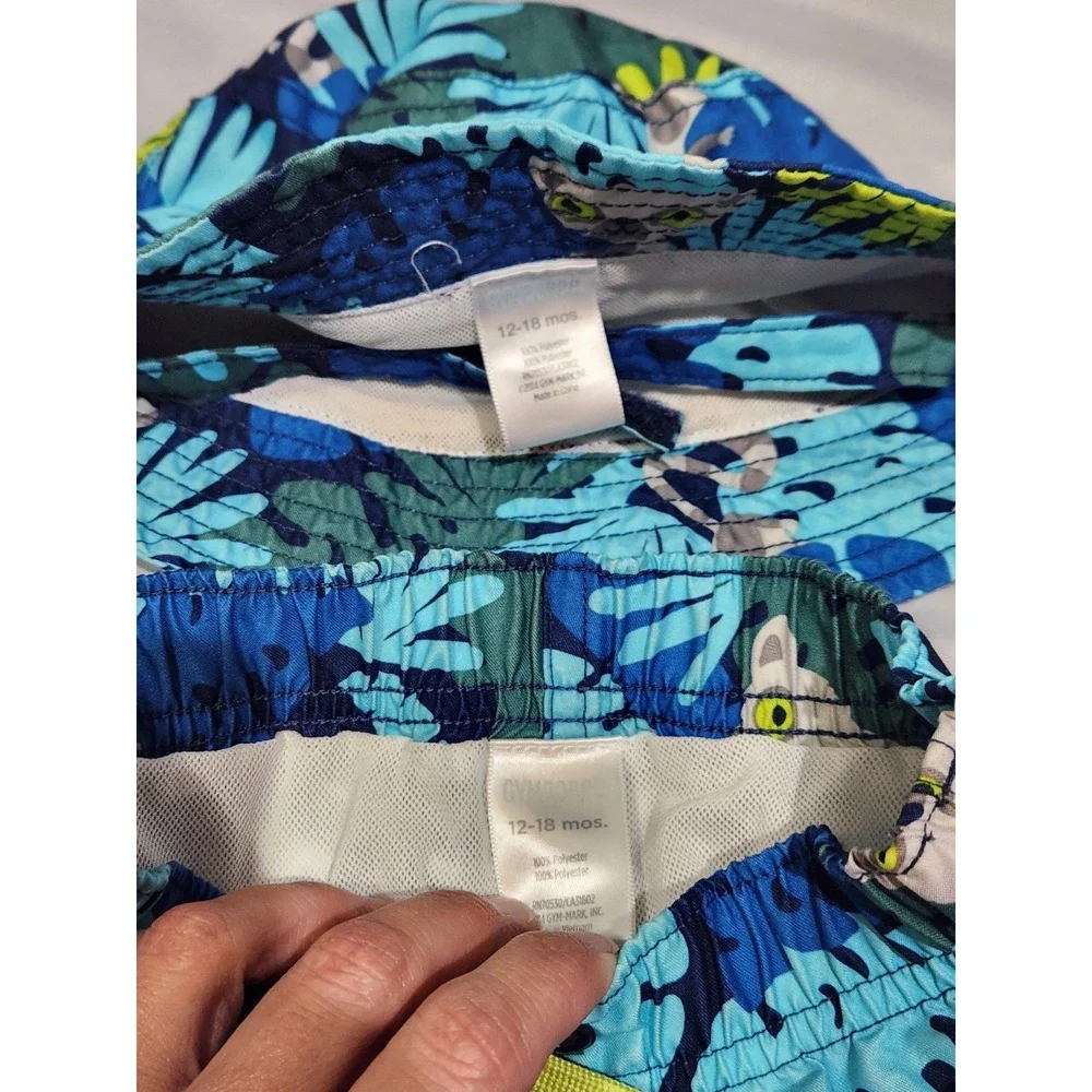 Gymboree Lemur Jungle‎ Swimtrunks And Bucket Hat w Strap 12-18m 2014
